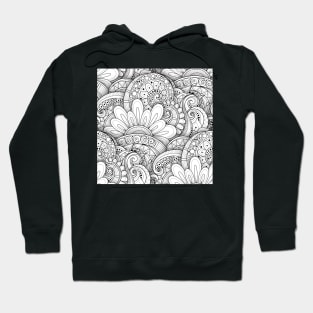 Non Colored 3d Pattern with Floral Motifs Hoodie